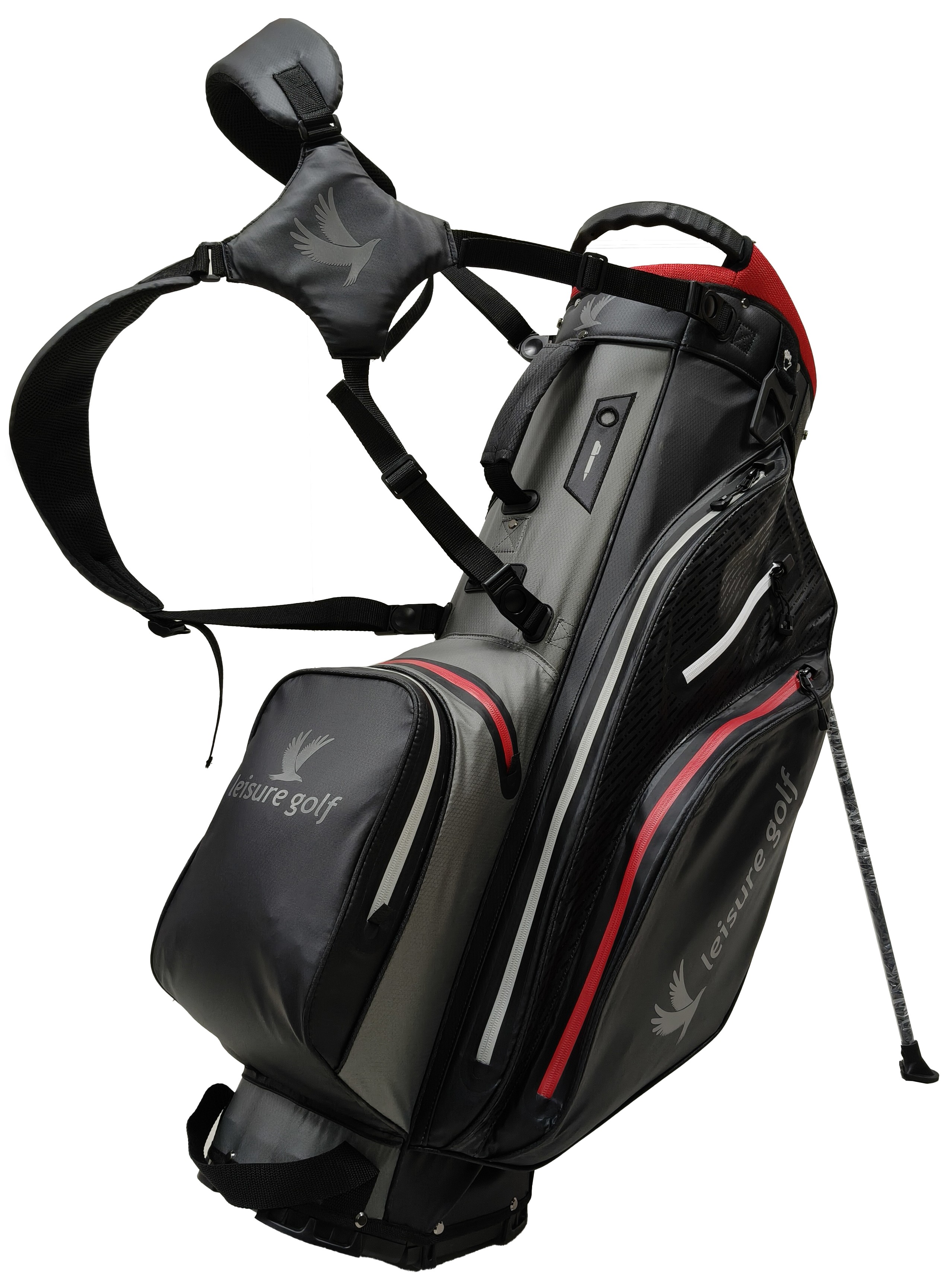 Golfbag Hybrid Waterproof Schwarz/ Grau/ Rot