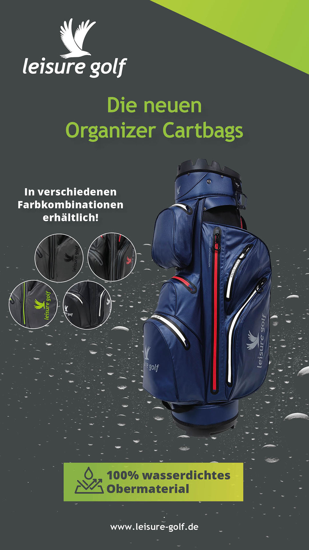 Leisure Golf Grafik der neuen Organizer Cartbags
