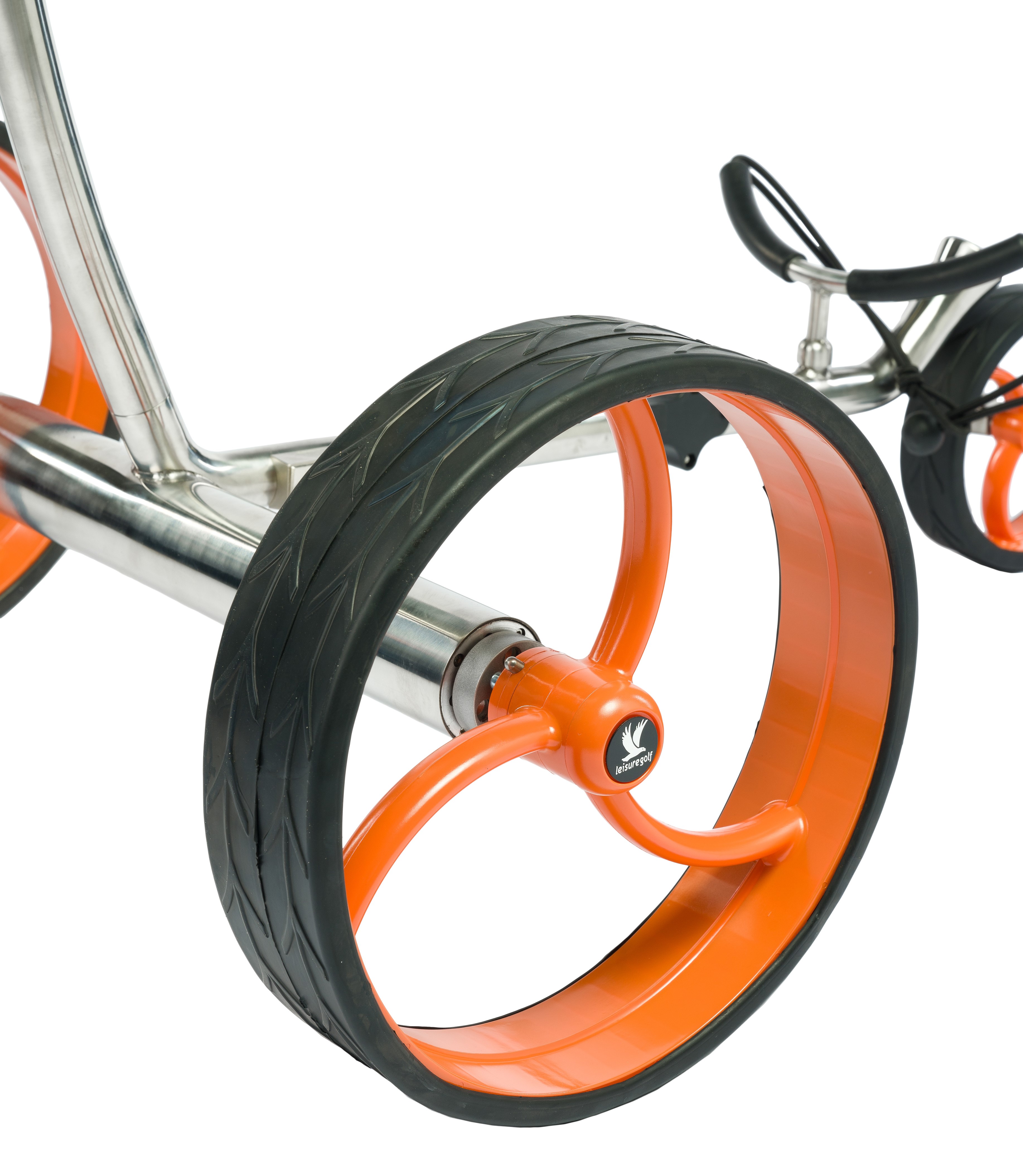 Elektro Golftrolley Taurus 2.0 poliert Felgenfarbe Orange