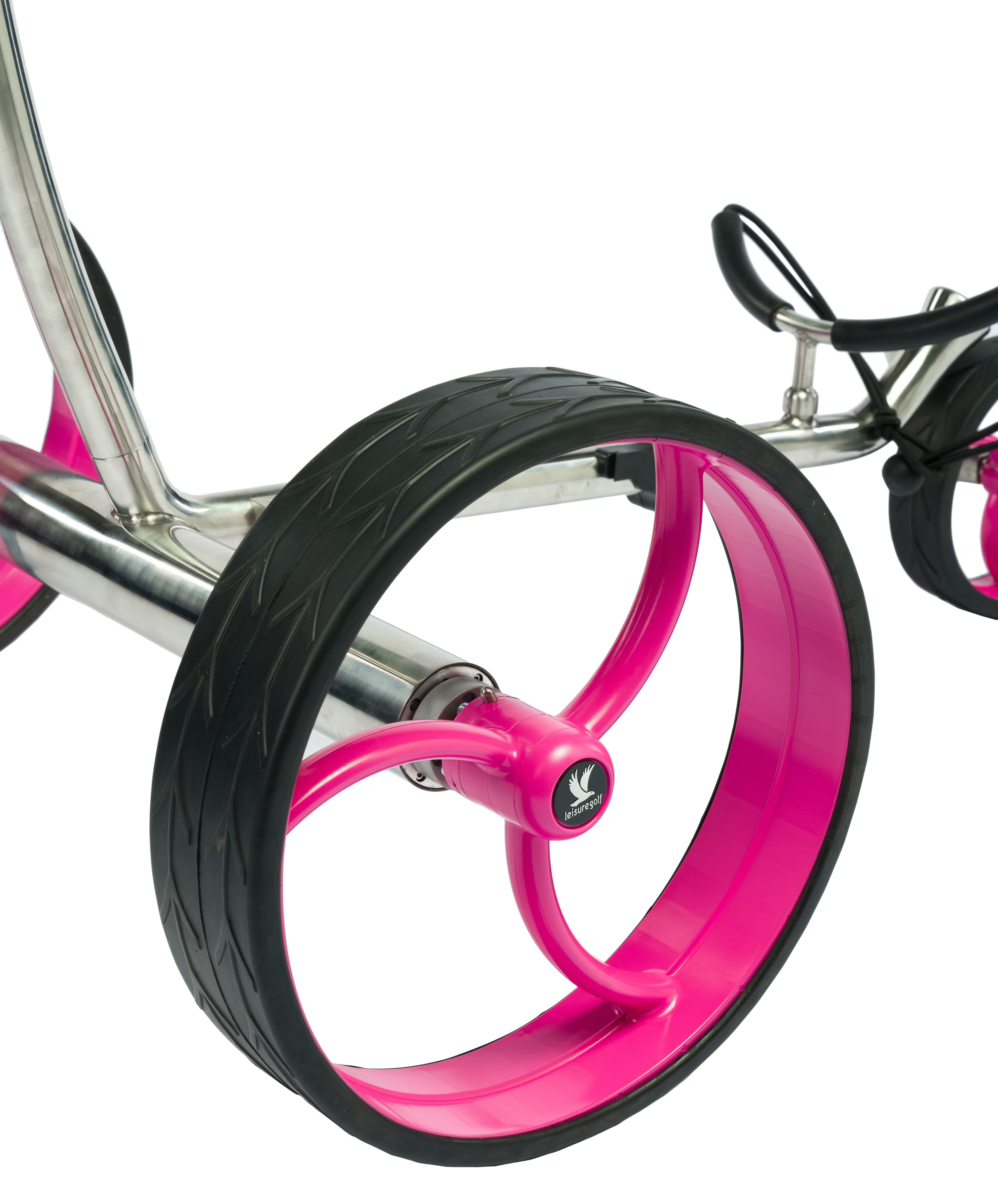 Elektro Golftrolley Taurus 2.0 poliert Felgenfarbe Pink